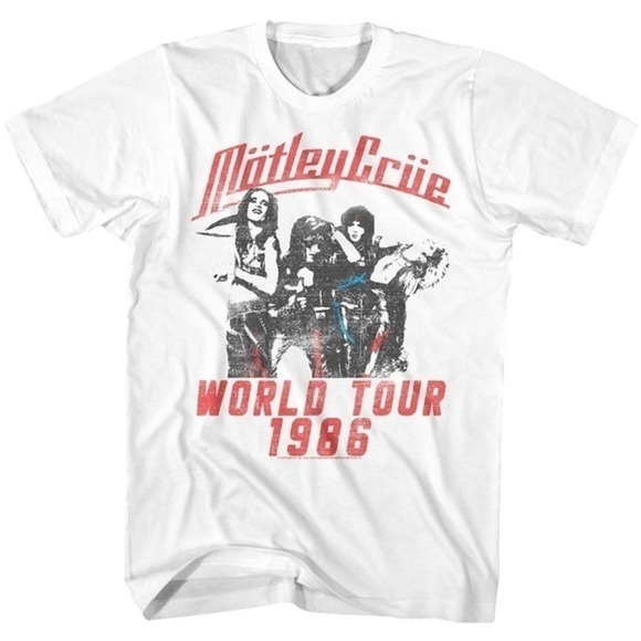 Tops - Motley Crue World Tour 1986 Rock And Roll Music Tshirt 1